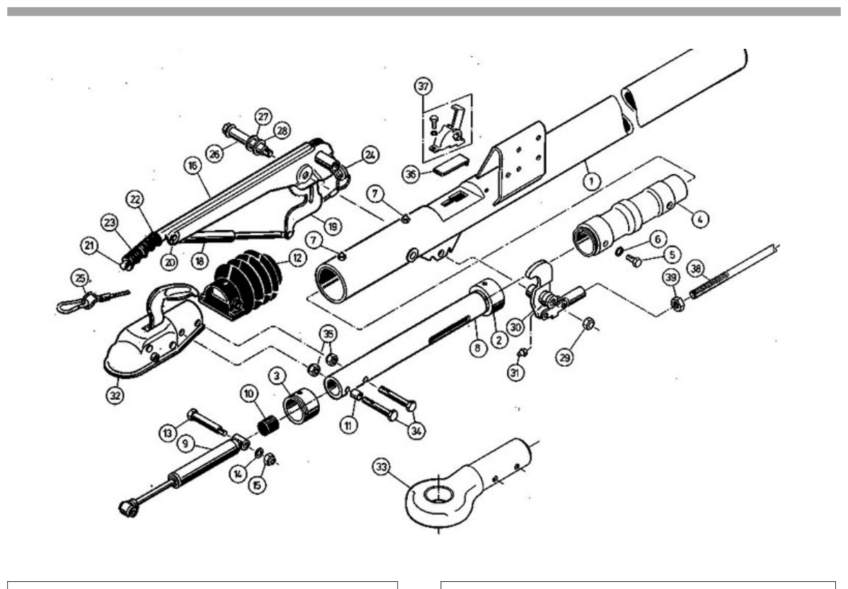 Vue éclatée Commande de freinage AL-KO 131 R Gasfeder 1989 - ca. 1992