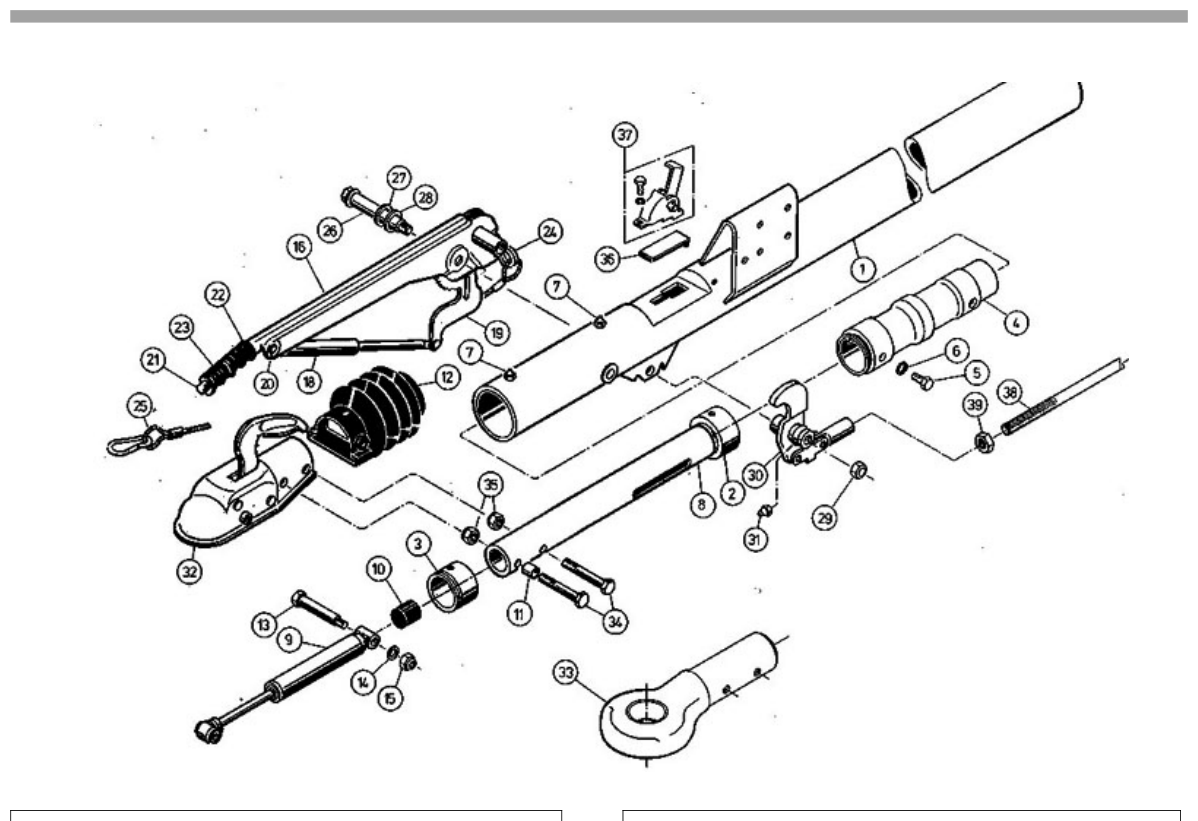 Vue éclatée Commande de freinage AL-KO 161 R Gasfeder 1989 - ca. 1992