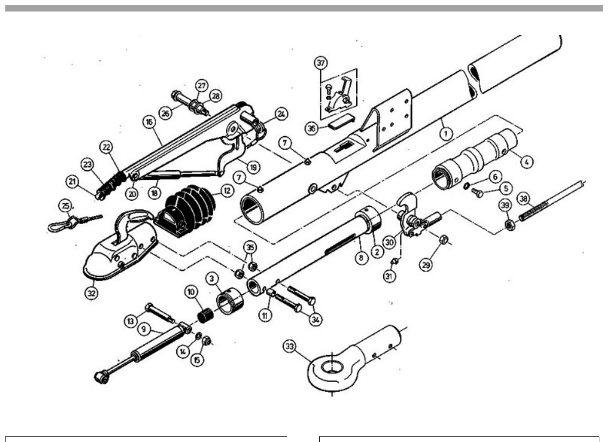 Vue éclatée Commande de freinage AL-KO 251 R Gasfeder bis 12/1988