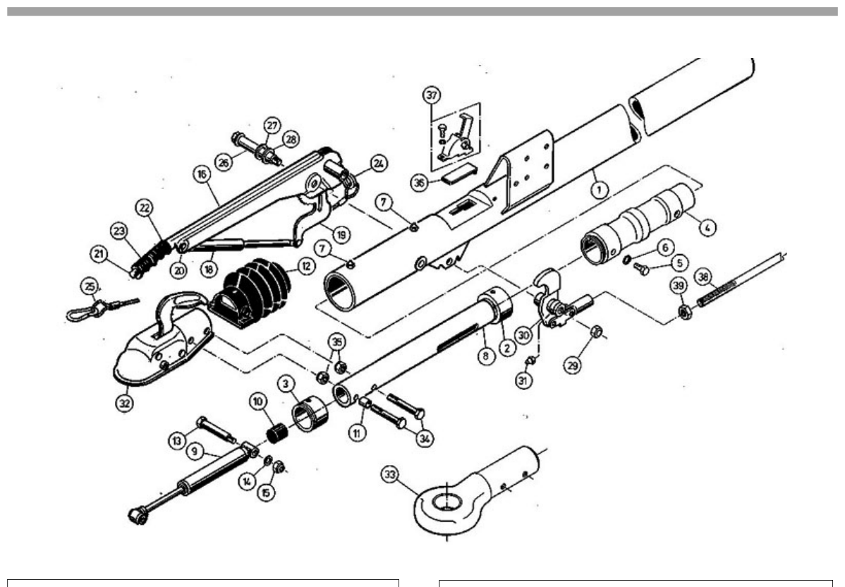 Vue éclatée Commande de freinage AL-KO 251 R Gasfeder 1989 - ca. 1992