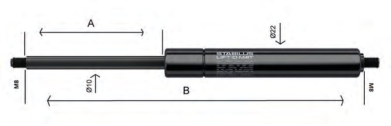 Vérin à gaz 10×225 mm 500 N Knott 402760.304