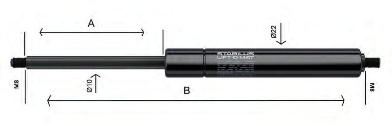 Vérin à gaz 400 mm, 200 N Knott 402760.422