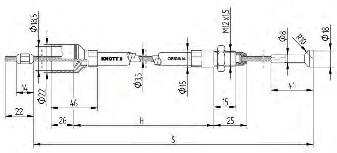 Câble de frein longueur 1450 mm Knott 980202.06