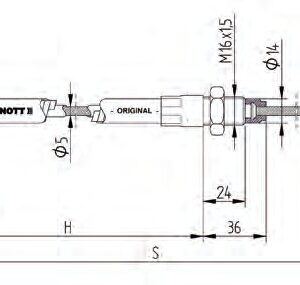 Câble de frein longueur 1750 mm Knott 33983-1.04