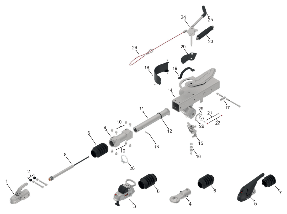 Vue éclatée Commande de freinage Knott KR30HV-A / B — exécution GF