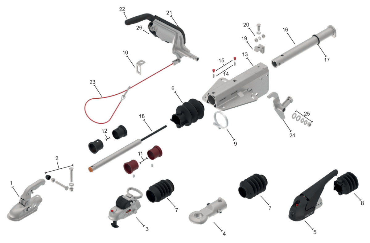 Vue éclatée Commande de freinage Knott KF13-C /-E — exécution GFH