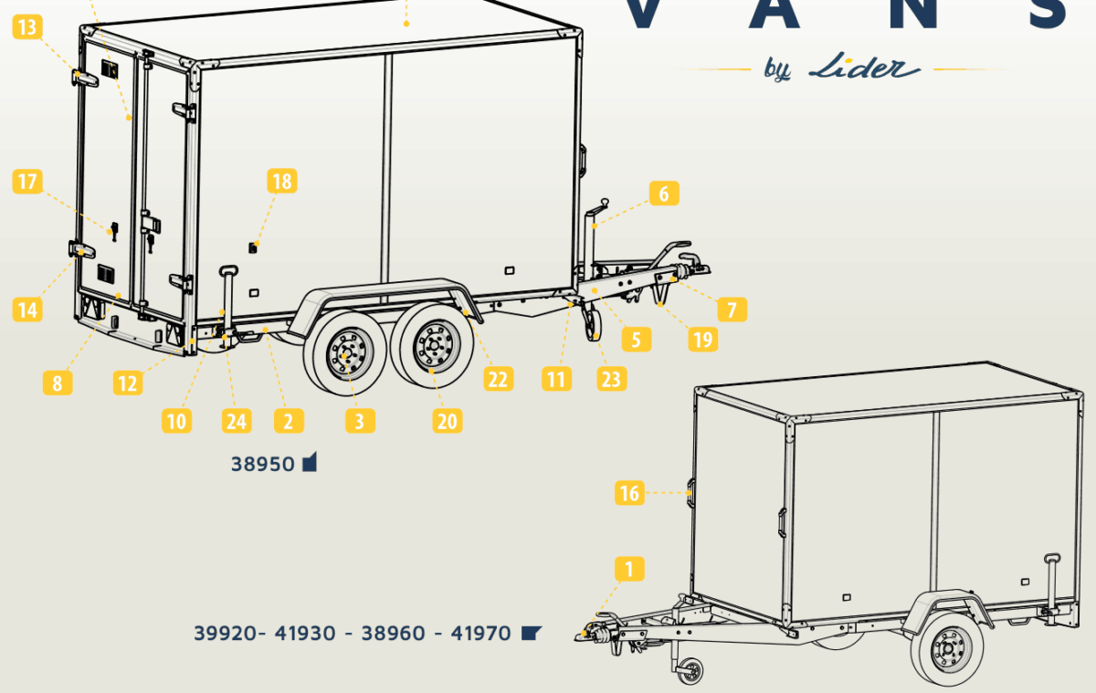 Vue éclatée Remorque Lider 38950 — vue d'ensemble (Fourgons)