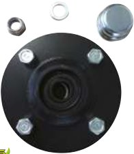 Moyeux complets non freinés : 450 / 500 / 600 / 750 kg — Vis de roue conique : M10 x 1,25 Rulquin 1FN05664