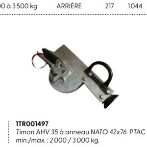 Commandes de freinage à inertie avec fixation en v — Timon AHV 20 à anneau NATO min./max. : 1 100 / 2 000 kg Rulquin 1TR001490