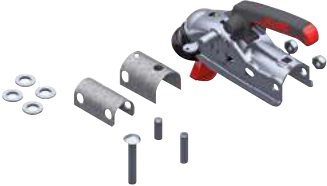 Têtes d’attelage pour remorques freinées — Tête d’attelage AK161 + entretoises 35/45 mm + serrure à pression antivol Rulquin 1TR002956