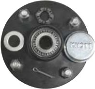 Moyeux complets non freinés : 450 / 500 / 600 / 750 kg — Vis de roue sphérique : M10 x 1,25 – FFK0650B, Rulquin 1TR003371