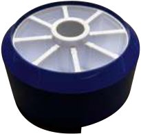 Diabolo et galet bleu — Galet renforcé en métal. 120 x 70 mm. Alésage : Ø 22 mm Rulquin 1TR003816
