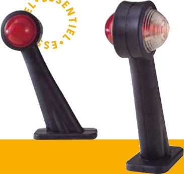 Feux de gabarit bicolores RADEX 940 — Feu Gauche – Feu Droit. Dimensions : H. 232 x 102 x Ø Embase : 100 x 40 mm. Entraxe : 70 mm. Ampoules 1TR003846 fournies Rulquin 1TR003988