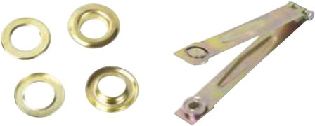Accessoires — Lot de 50 œillets Ø 10 avec en alliage aluminium laitonné. Compatible avec tout type toiles ou textiles Rulquin 1TR004008