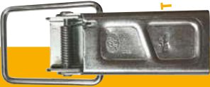 Grenouillères et crochets — Grenouillère à ressort. L. 173 x Entraxe : 20/30 mm x Ø 5 mm. Capacité : 720 kg Rulquin FFK3793B