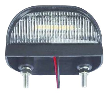 Éclairage de plaque LED — 5 LED 12/24V. Dimensions : 75 Entraxe : 45 mm avec câble Rulquin 1TR004207