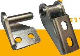Charnières et gonds — Charnière complète. Charnière : 70 x 31 x 30 mm. Entraxe : 22 x Ø 7 mm + Gond : 40 x 45 x 30 mm. Entraxe : 20 mm – Ø9 mm Rulquin FFK60008B