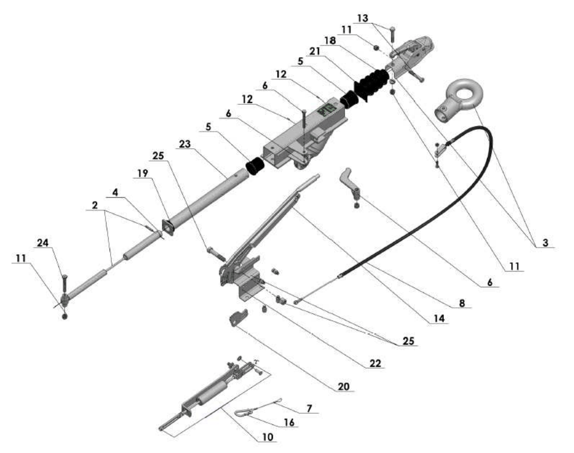Vue éclatée Commandes de freins – pieces detachees — Commandes de freins TA – RTN