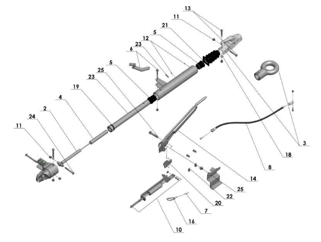 Vue éclatée Commandes de freins – pieces detachees — Commandes de freins PTT – RTN