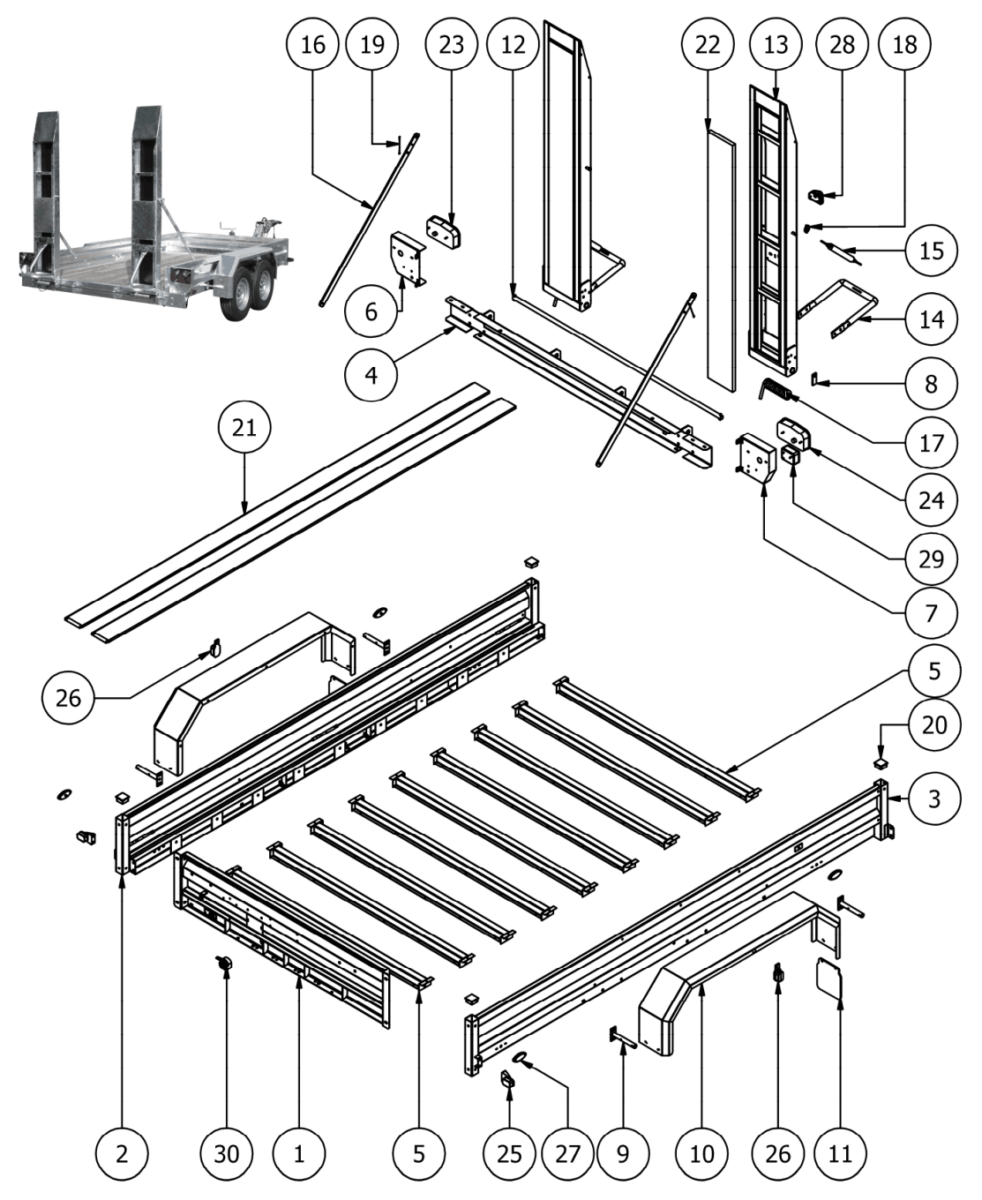Vue éclatée Porte-engins classic — PE classic