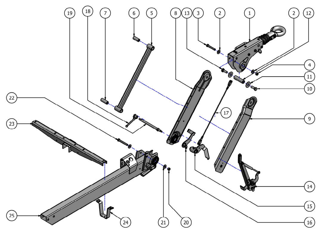 Vue éclatée Commandes de freins – pieces detachees — Timons VB – AL-KO