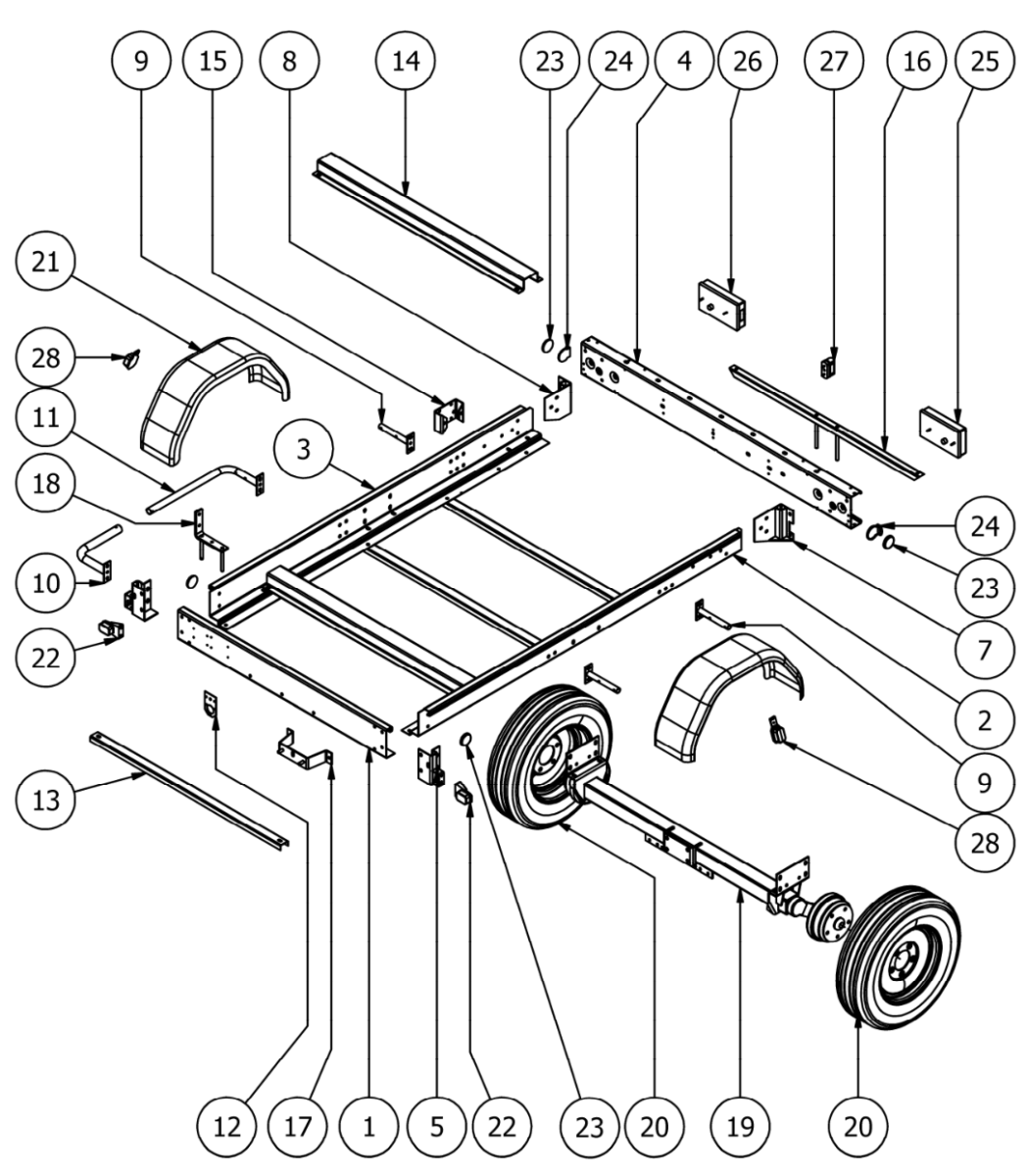 Vue éclatée Chassis nus eta / EV standard — Eta / EV standard