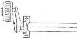 Essieu freiné (PTAC 900 kg, perçage 4×100, corps 80 mm 6 pans, angle 25°, déport 225 mm) — Perçage 4×100, roulements cartouche, EAB mini 800 mm, maxi 1700 mm AL-KO 7547AM