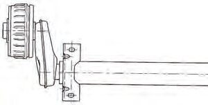 Demi-essieux AL-KO — PTAC 1000 kg, perçage 4×100, roulements cartouche, corps 80 mm 6 pans, EAB 1700 mm, angle 25°, A 65 mm, L bras 158 mm, déport 225 mm 7517A