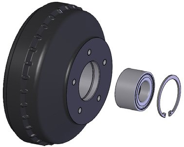 Tambour de frein W 184 RS 180×40 avec roulements 30204/30206, 4xØ98 WAP 8101717
