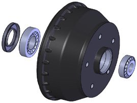 Tambour de frein W 184 RS 180×40 avec roulements 30204/30206, 4xØ100 WAP 8101718