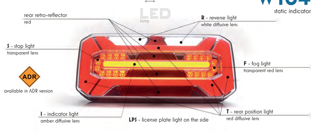Feu arrière 6 fonctions LED W184 gauche WAS 1270 L O24