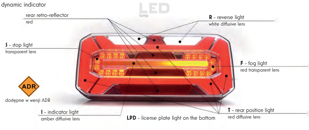 Feu arrière 7 fonctions LED W184DD Schlemmer WAS 1278 DD L SCHL