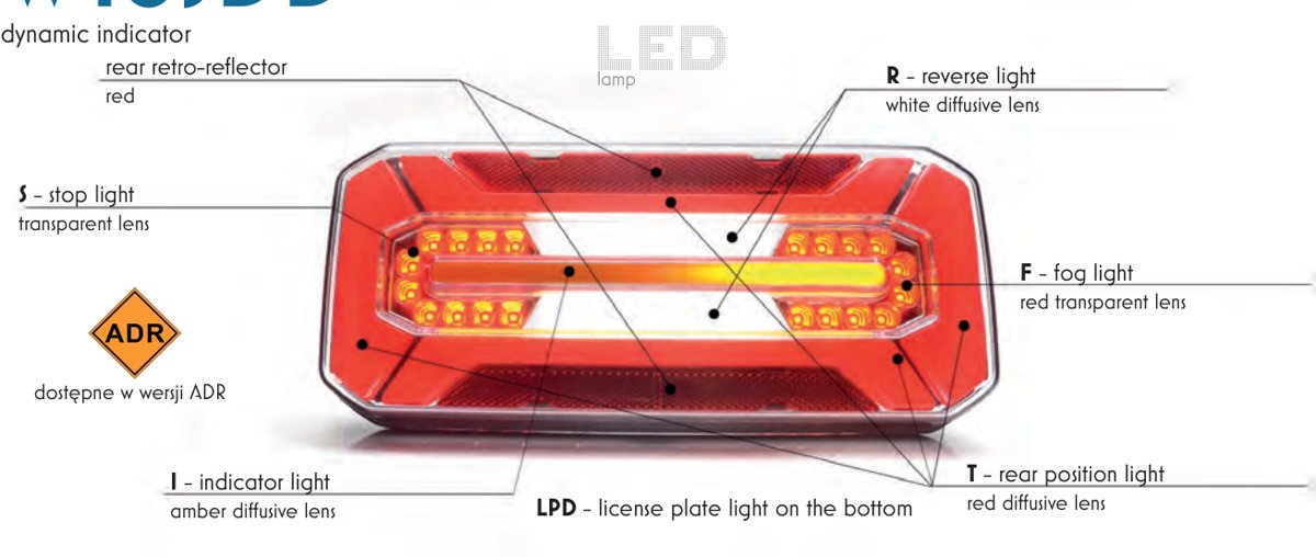 Feu arrière 7 fonctions LED W185DD gauche WAS 1302 DD L O24