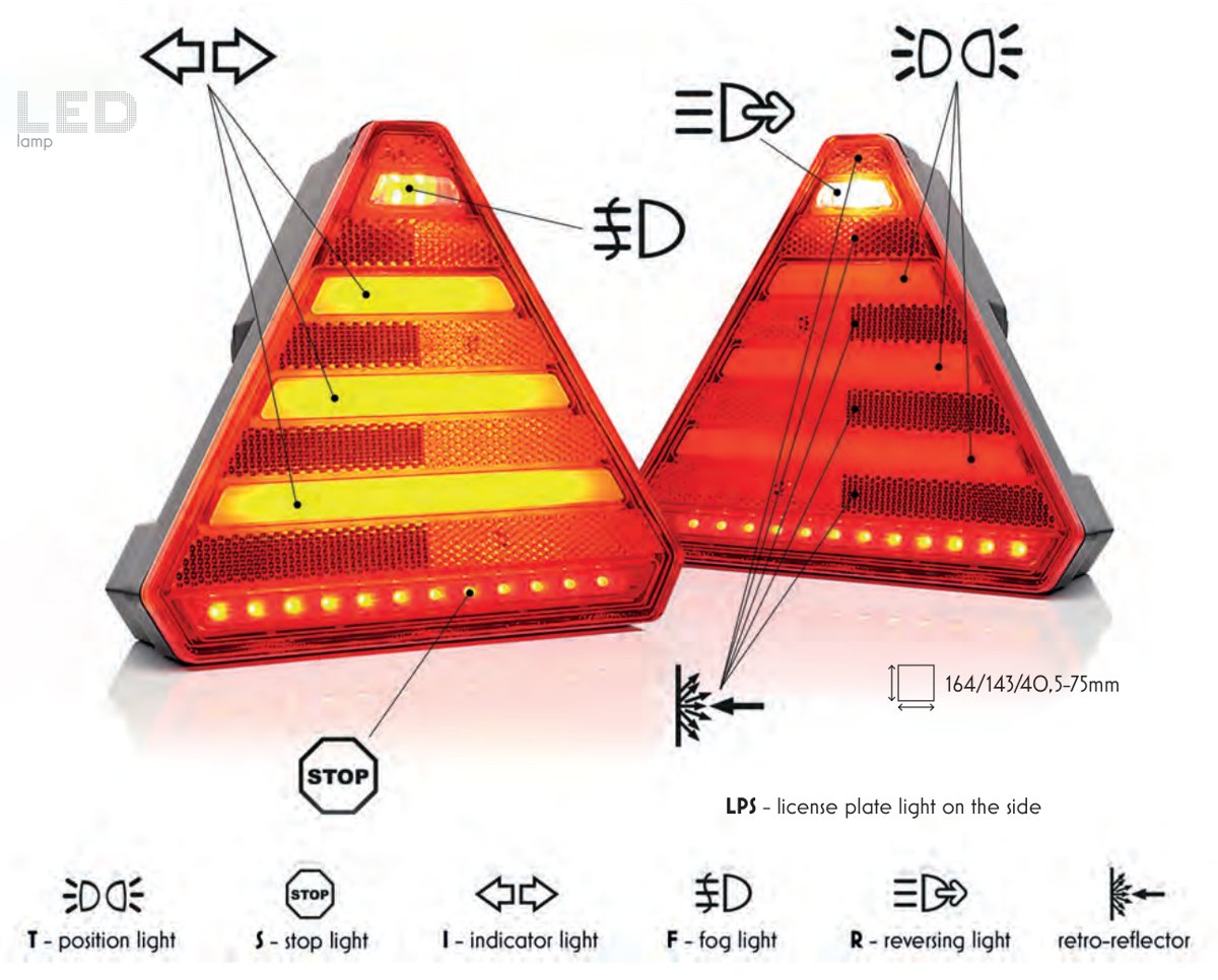 Feu câble LED W243 stop, clignotant, feu de position WAS 1617 L/P